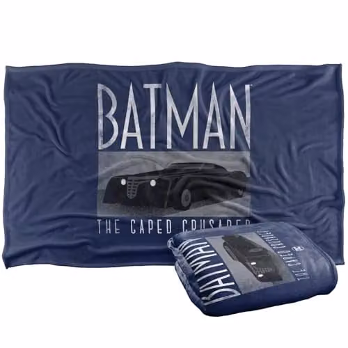 Warner Bros. Batman Caped Crusader Batmobile Super Soft Fleece Throw Blanket, Multicolour, W: 91.44 cm x L: 147 cm – 1