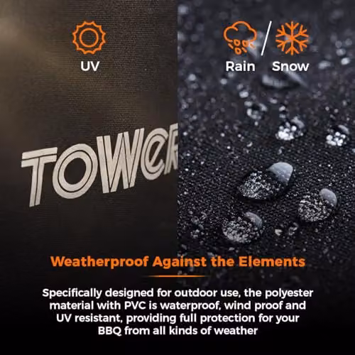 Tower Black Gas Grill Cover, H 107 x W 140 x D 57 cm – 5