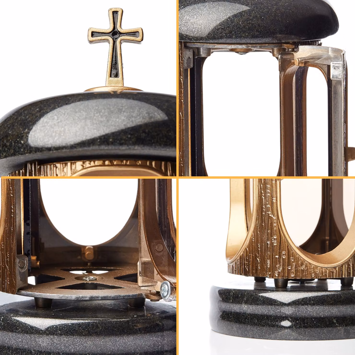 Novecrafto Large Gold Granite Memorial Lantern for Cemetery and Grave Ornaments – 9