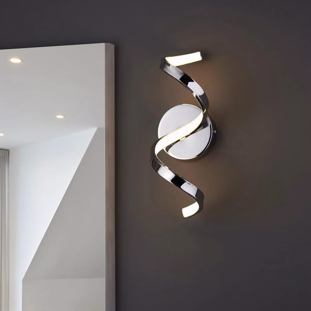 Loops Modern LED Bathroom Wall Light Fitting in Chrome and White, Warm White – 2