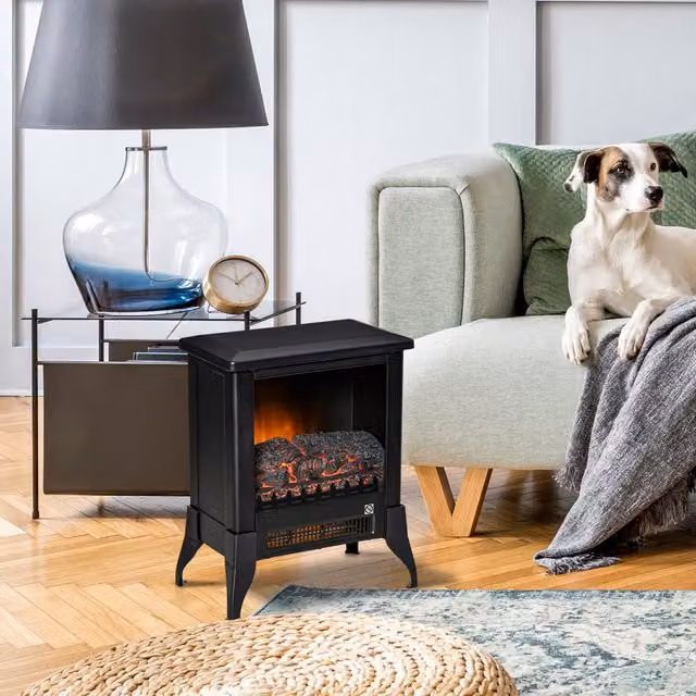 HOMCOM Free standing Electric Fireplace Stove in Black