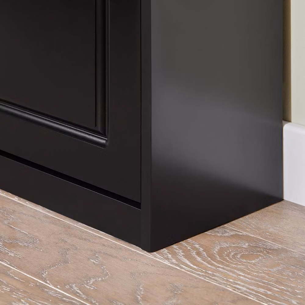 SoBuy Slim Freestanding Shoe Cabinet with Tilting Compartments in Matt Black – 6