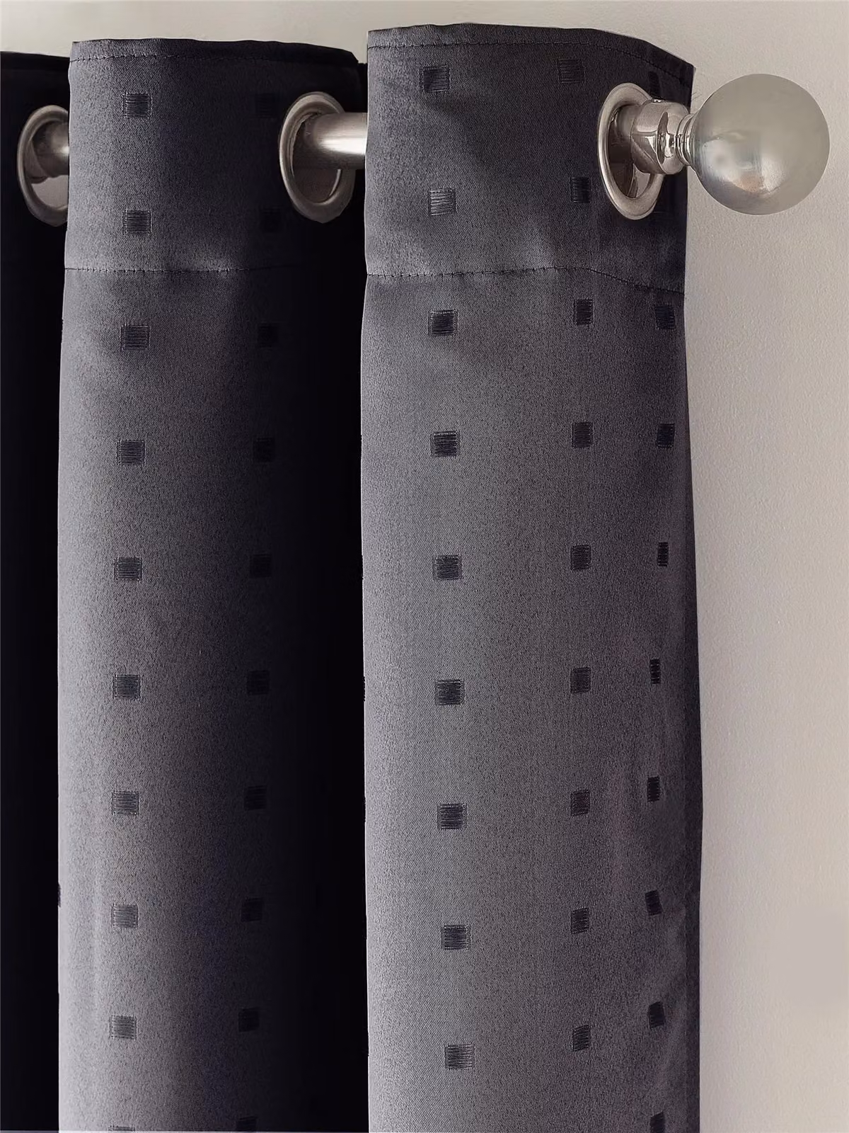 Luxury Living Adi Lined Ring Top Eyelet Curtains in Charcoal, Width: 229 cm, Drop: 183 cm – 2