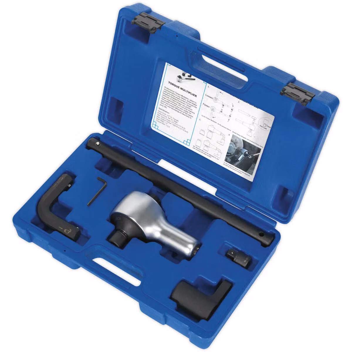 Loops 7 Piece Torque Multiplier Wrench Set with 1/2 inch to 3/4 inch Sq Drive and Reaction Bars in Silver and Multicolour – 4