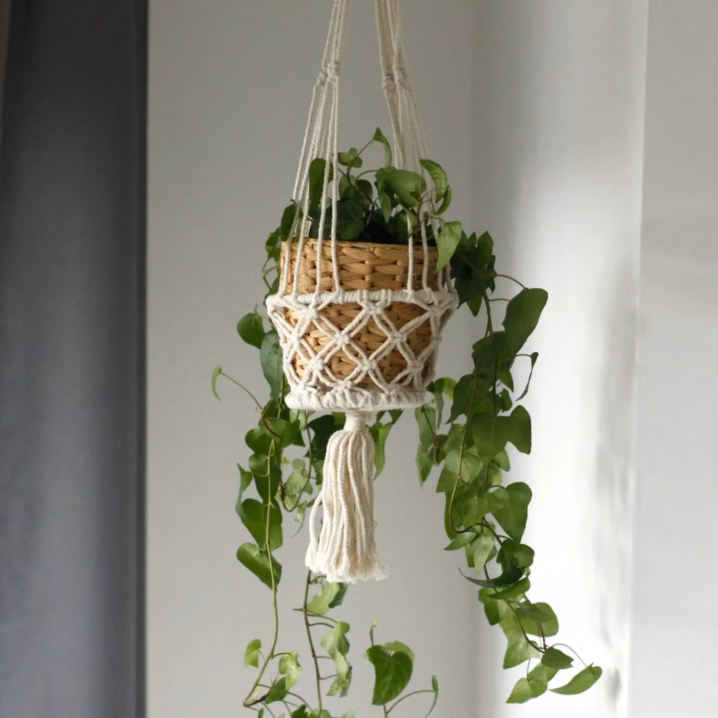 KDMD White Rustic Macrame Double Hanging Plant Hanger – 2
