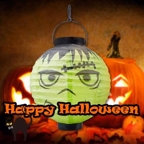 VFM e-Store Halloween Paper Lantern Pumpkin in Green, 20cm – 6