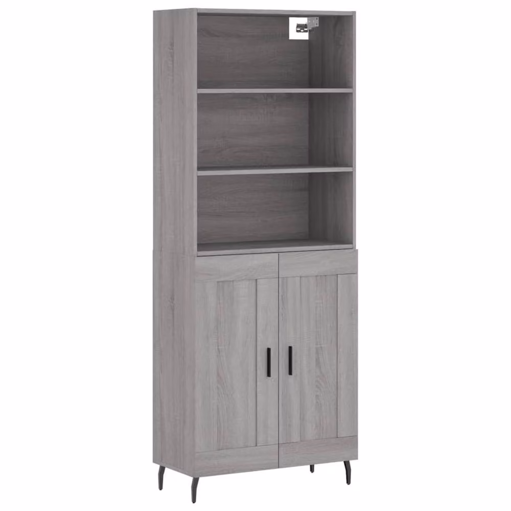 Berkfield Home Grey Sonoma Modern Highboard with Hinged Doors and Internal Shelves, W/D/H: 69.5 x 34 x 180 cm – 3