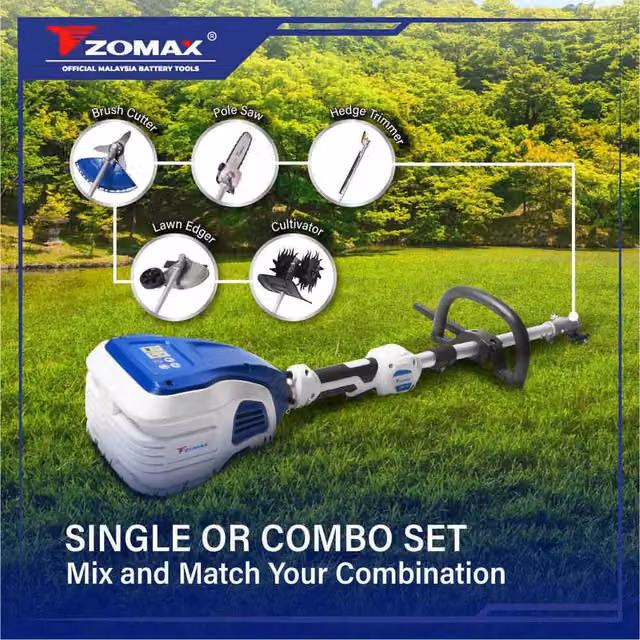Zomax 58V Cordless 6 in 1 Multifunctional Garden Tool with Rechargeable Battery, White
