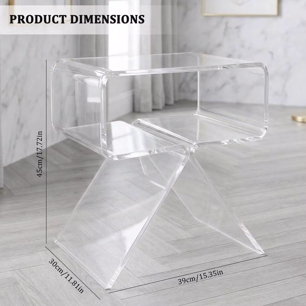 FORGEVIO Transparent White 2-Tier Acrylic Coffee Table and End Table – 2