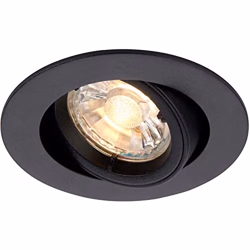 Loops Dimmable Directional Tilting Ceiling Downlight in Black Aluminium, Fits 80mm Hole, GU10 – 1