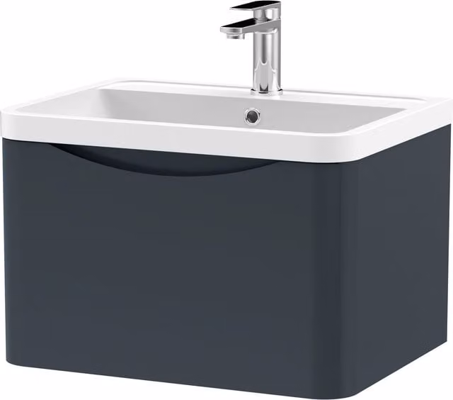 Balterley Wall Hung 1 Drawer Bathroom Vanity Unit and Basin, Dark Grey, Width: 55 cm