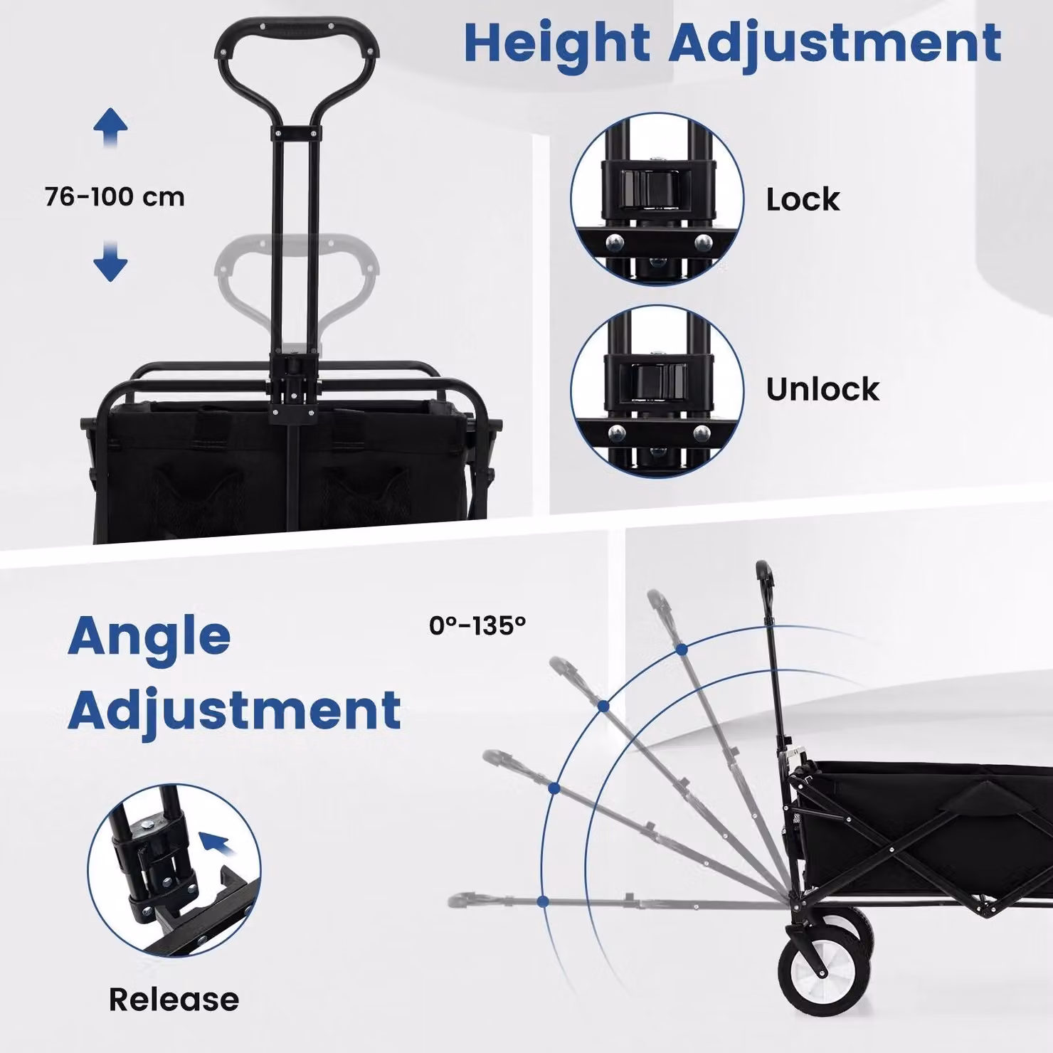 Costway Heavy Duty Collapsible Folding Utility Wagon in Black – 6