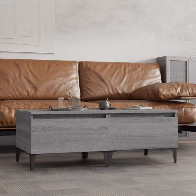 Berkfield Home Set of 2 Grey Sonoma Side Tables, W/D/H: 50 x 46 x 35 cm