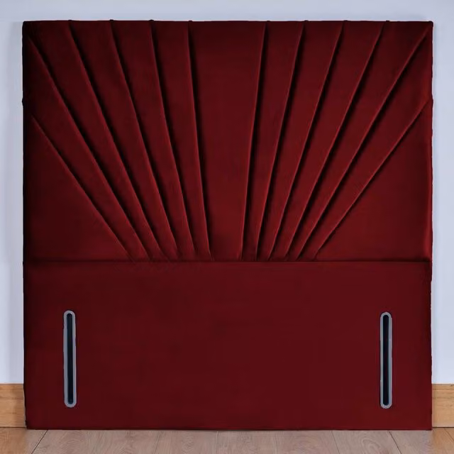 Wharfedale Modern Red Velvet Upholstered Panel Floor Standing Headboard