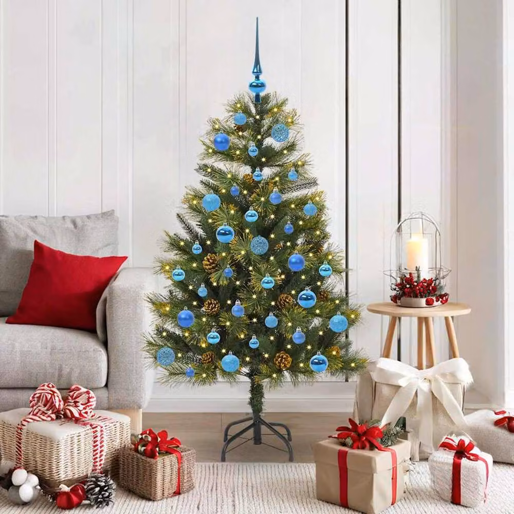 Berkfield Home Realistic Artificial Hinged Christmas Tree with Cones, Green, Height: 150 cm – 2