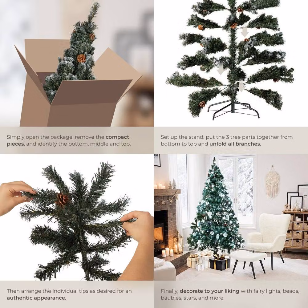 tectake Green Freestanding Christmas Tree, Height: 180 cm – 4