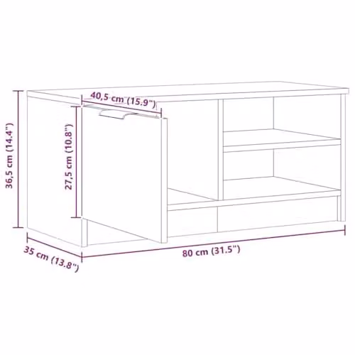 vidaXL Artisan Oak TV Cabinet in Brown, W/D/H: 80 x 35 x 36.5 cm – 3