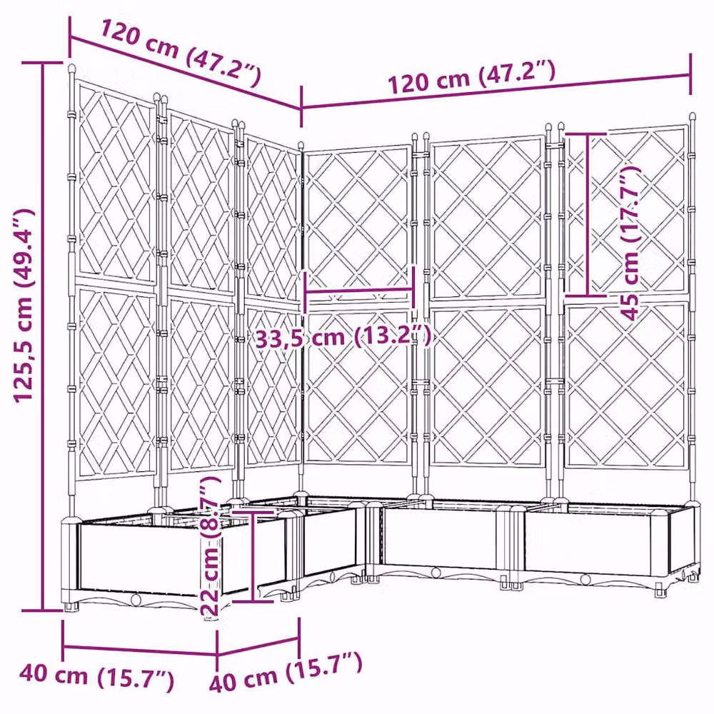 Berkfield Home Garden Planter with Trellis, Brown, W/D/H: 120 x 120 x 125.5 cm – 8