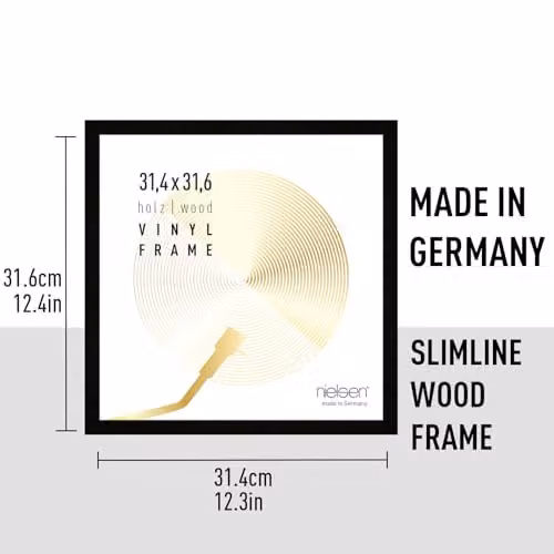 Nielsen Design Vinyl Record Display Frame, Black Wood, W/H: 34 x 34 cm, Depth: 2.5 cm – 2