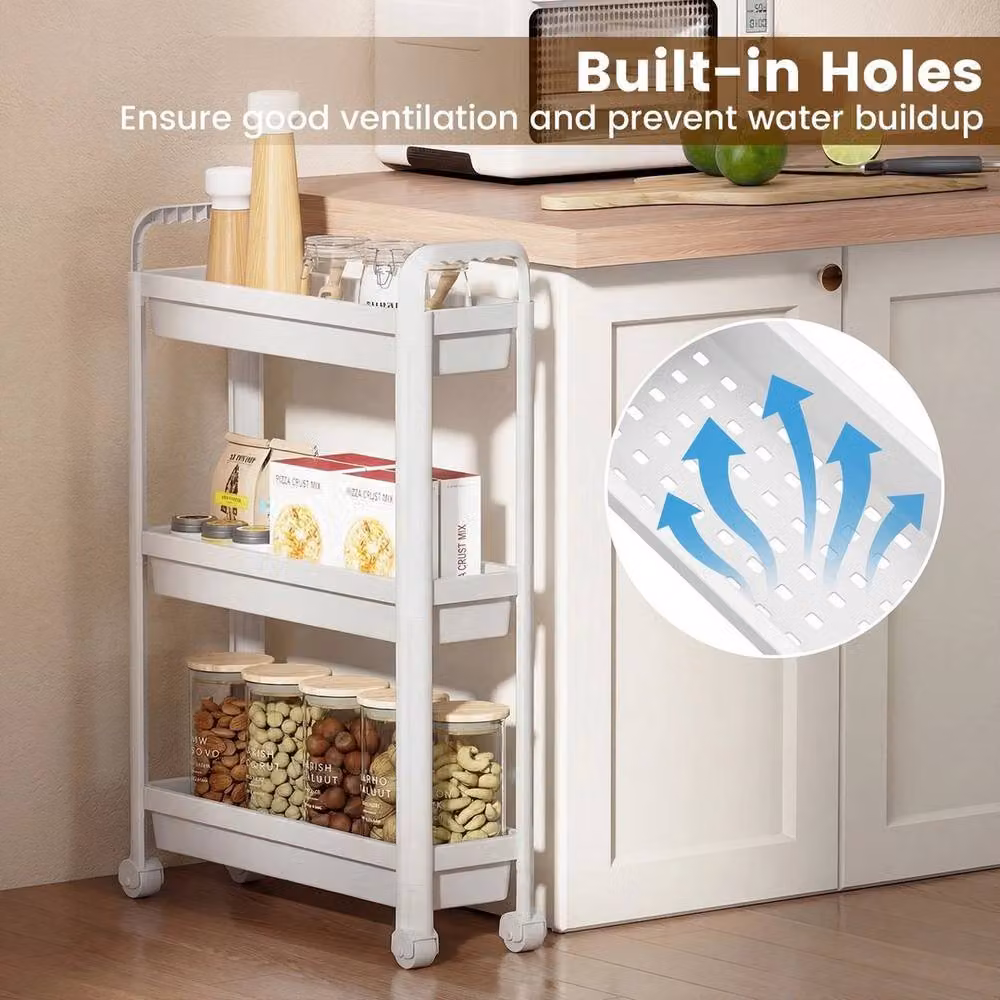 Kelvenix 3-Tier Multifunctional Storage Trolley in White – 3