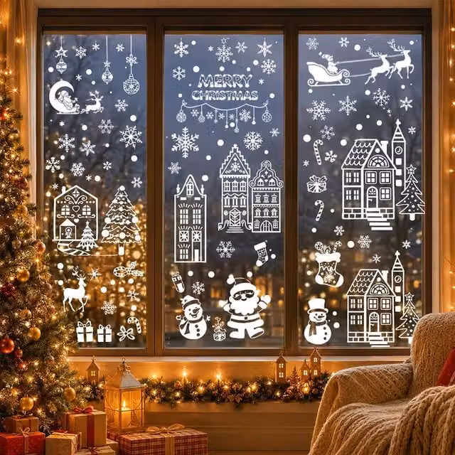 Lovii Reusable Christmas Snowflake Window Stickers, White, 89 Pieces