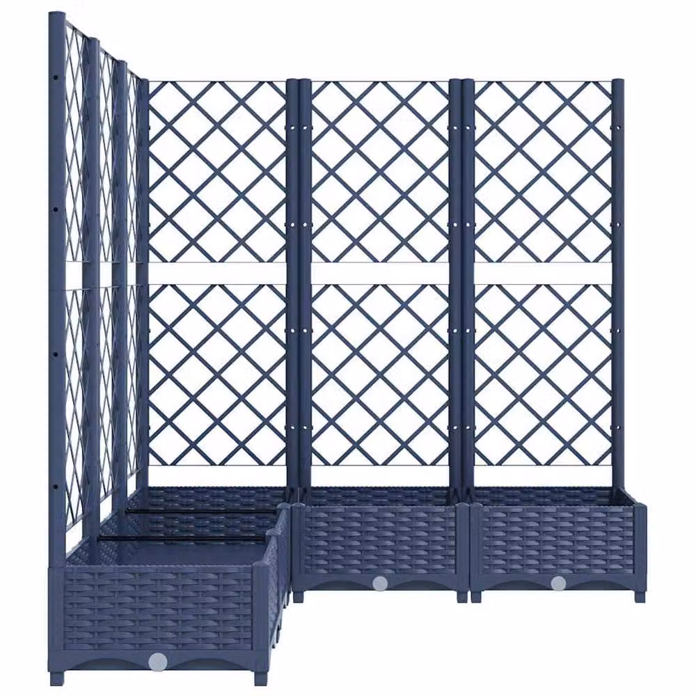 Berkfield Home Garden Planter with Trellis in Dark Grey and Blue, W/D/H: 120 x 120 x 121.5 cm – 5