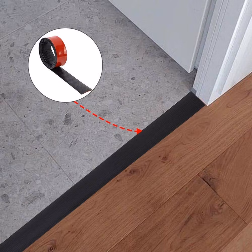 FLAVORA Black Self-Adhesive Smooth Floor Transition Strip and Door Threshold, W: 52 cm, L: 1000 cm – 3