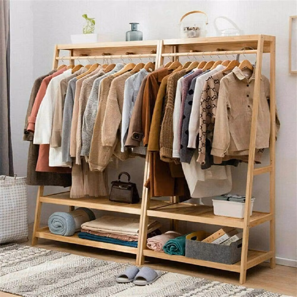 PAWNORA Bamboo Wardrobe Ladder Clothes Rack in Natural Wood, W/D/H: 80 x 43.5 x 165 cm – 4