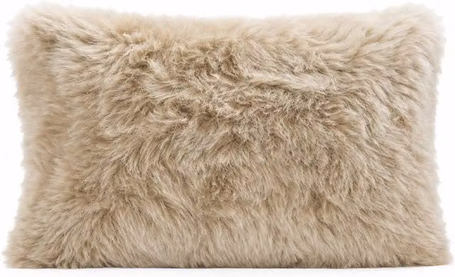 SNUGRUGS Natural Sheepskin Wool Cushion with Cotton Backing in Beige, W/D/H: 40 x 40 x 40 cm – 1
