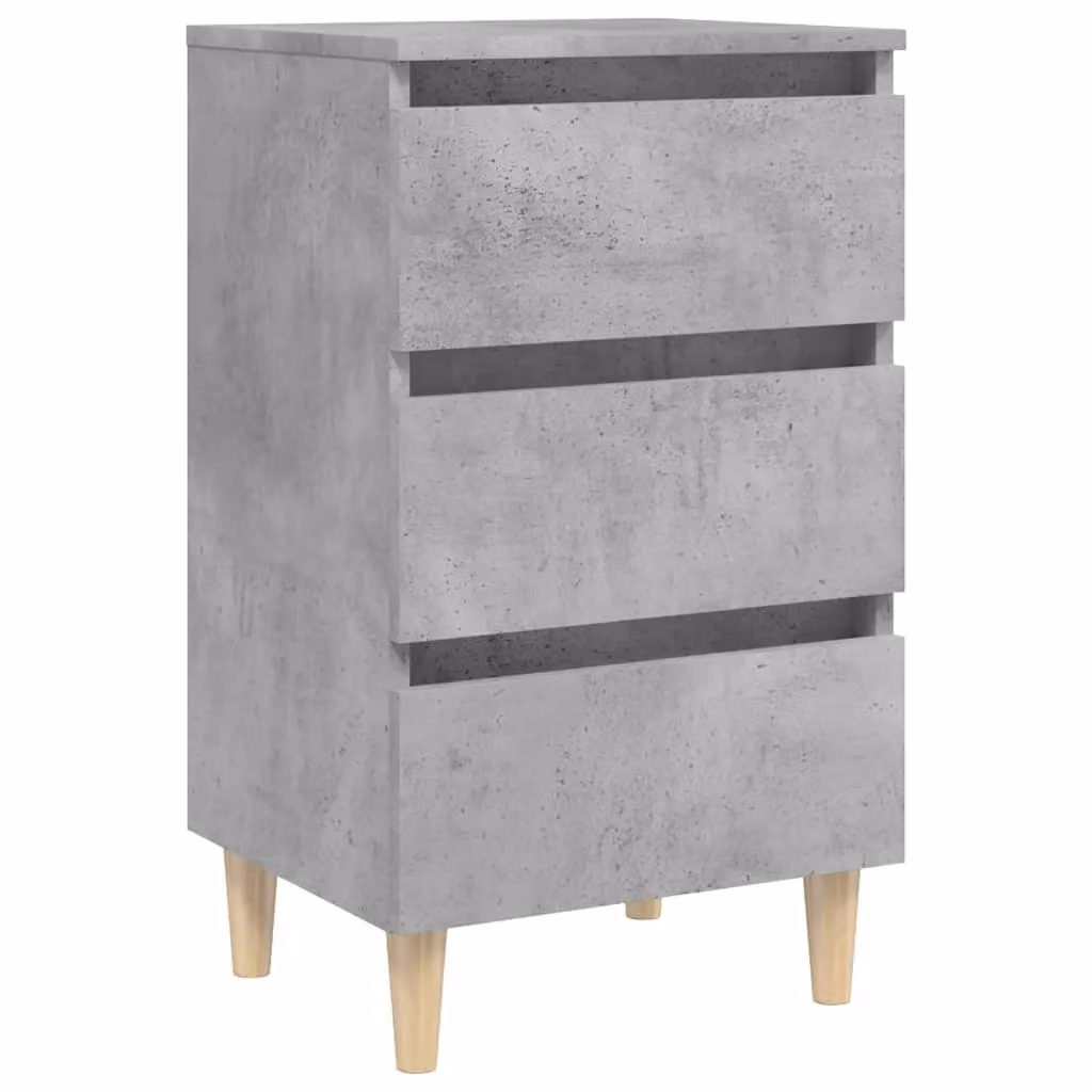 Berkfield Home Bed Cabinet in Concrete Grey with Solid Wood Legs, W: 40 cm, D: 35 cm, H: 69 cm – 2