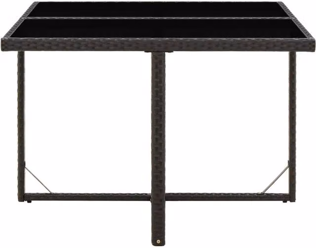 Berkfield Home Black Poly Rattan and Glass Rectangular Garden Table W/D/H: 107 x 107 x 74 cm