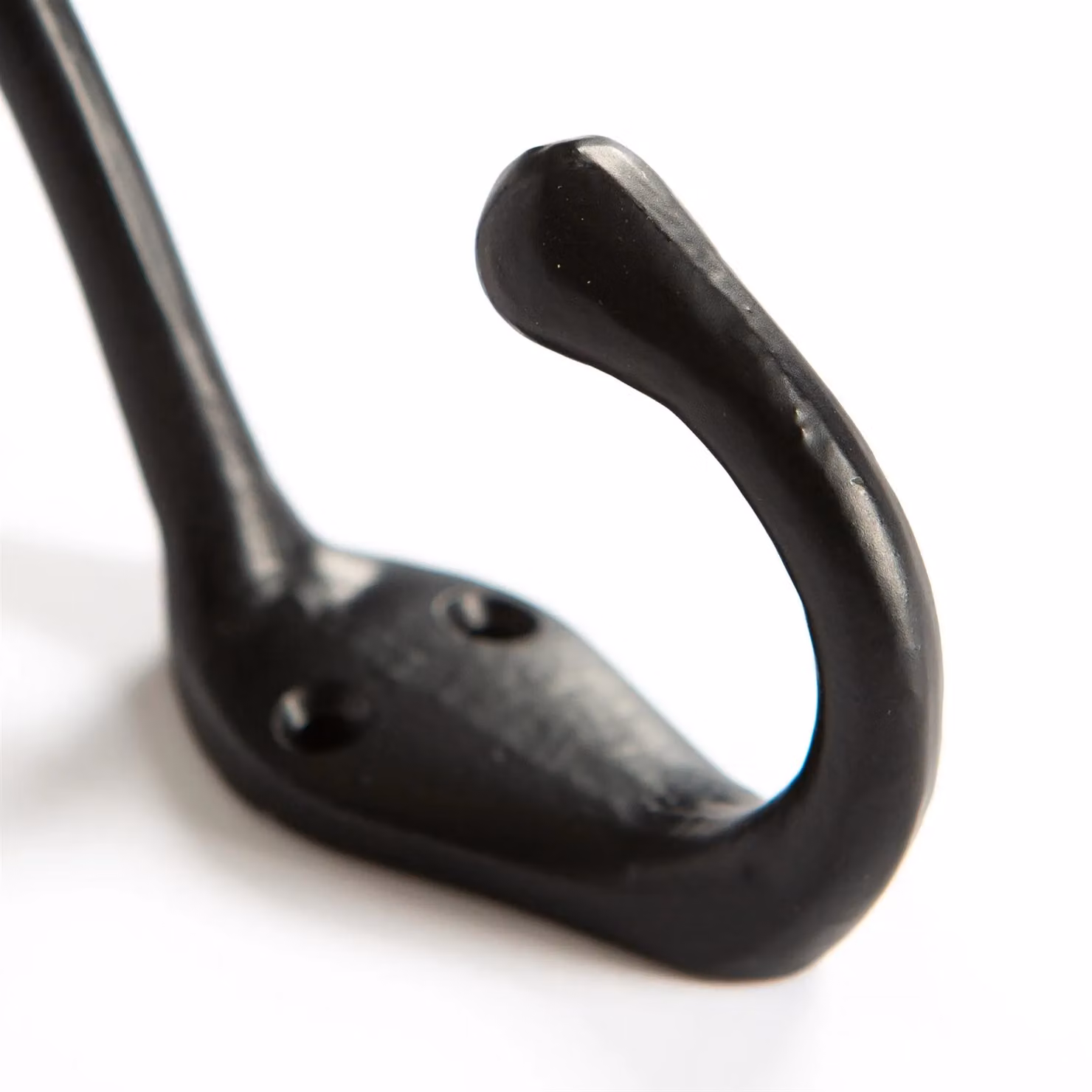 Hammer and Tongs Matt Black Powder-Coated Iron Narrow Hat and Coat Hook, H: 140 mm – 2