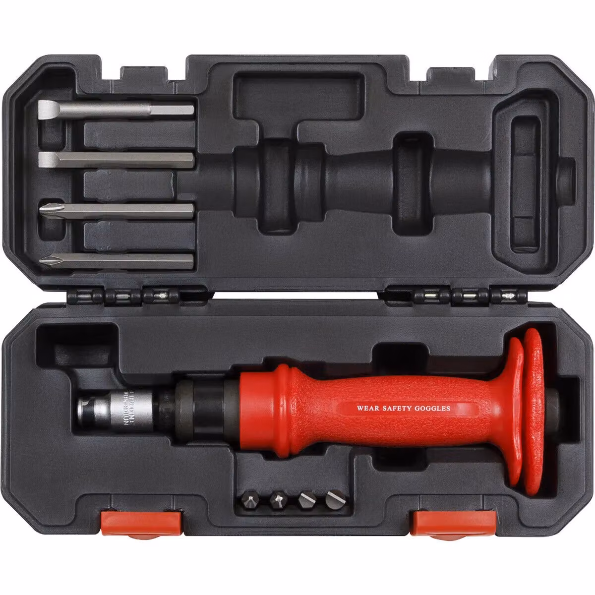 Loops 10 Pack Heavy Duty Manual Impact Driver Set in Red and Multicolour Stainless Steel – 4
