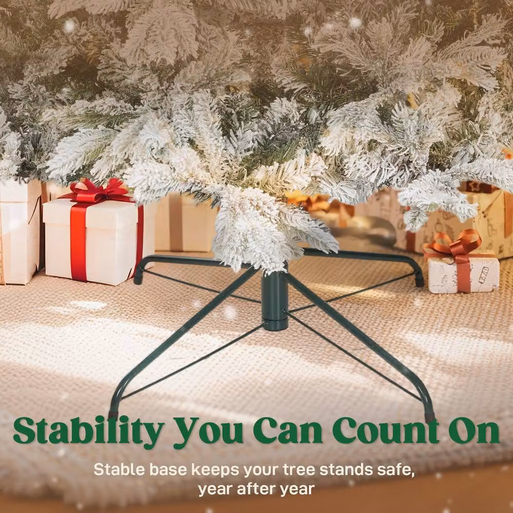 STILVORA Artificial Snow Flocked Christmas Tree in Green – 8