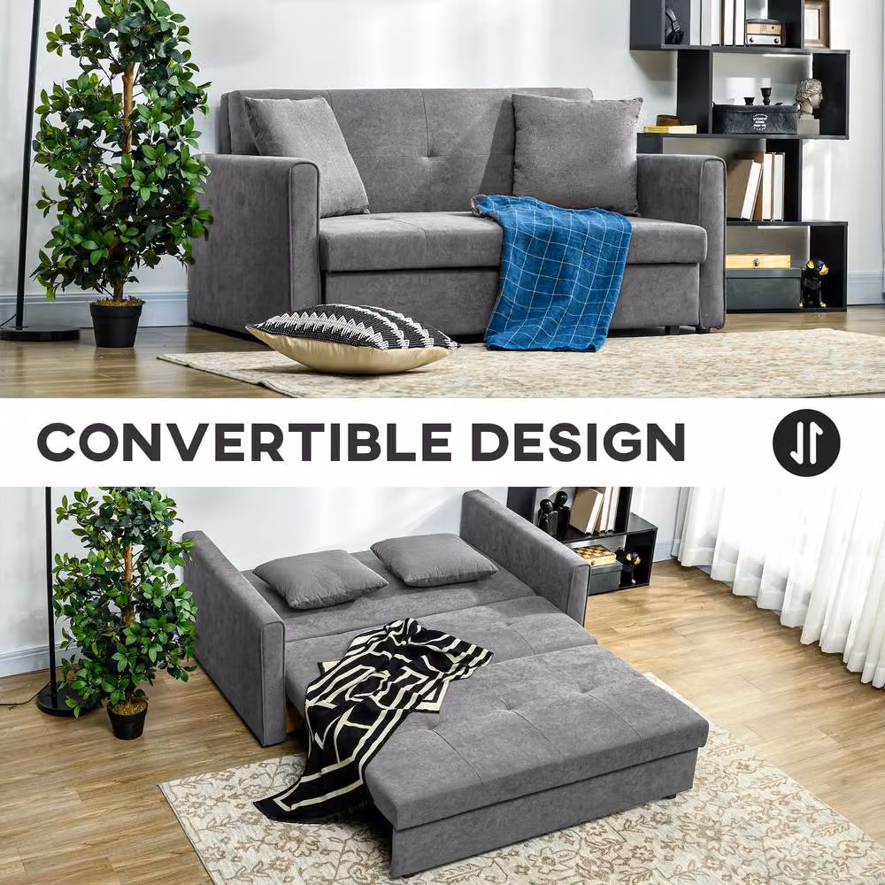 STILVORA 2 Seater Sofa Bed with Storage in Light Grey Velvet – 4