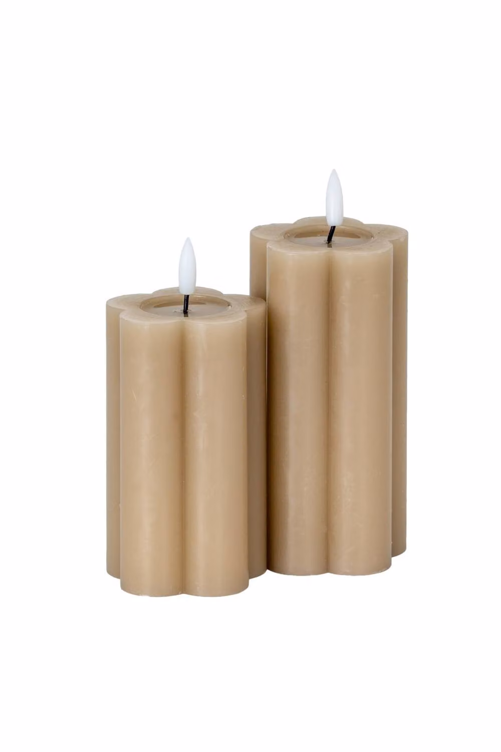 KDMD Luxe Collection Natural Glow Stone LED Pillar Candle in Beige, H: 12.7 cm, W: 6.985 cm – 3