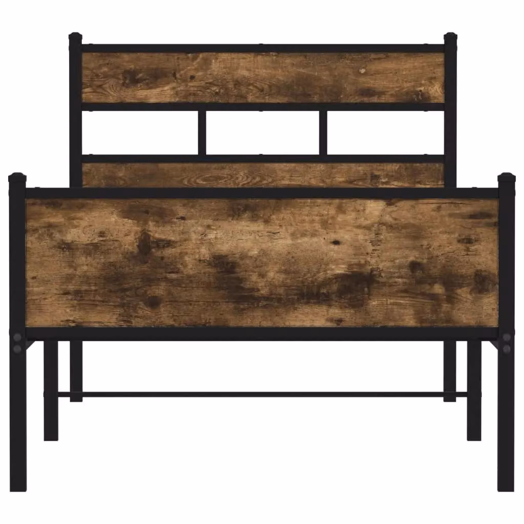 Berkfield Home Smoked Oak Bed Frame in Brown, W/D/H: 90 x 200 cm – 3