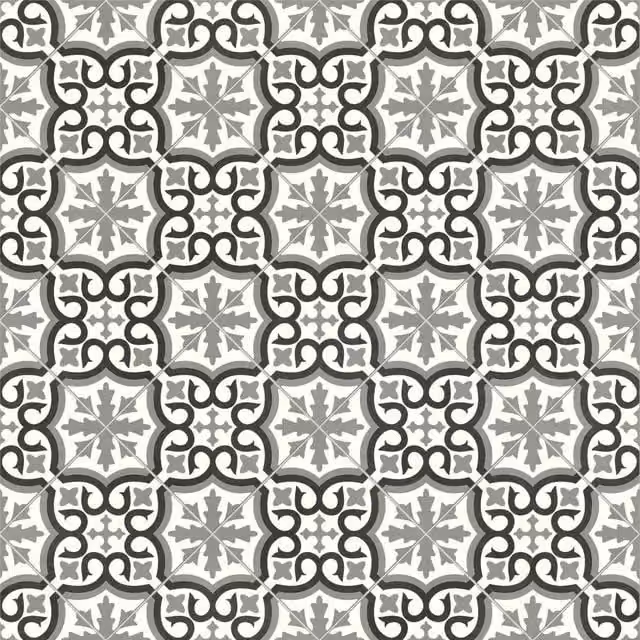 Sirius Designer Effect Vinyl Flooring Sheet, Black and White, Grey, W 300 x W 300 cm
