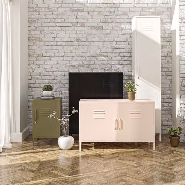 Bradford Industrial Metal 2 Door Storage Cabinet in Green and Yellow