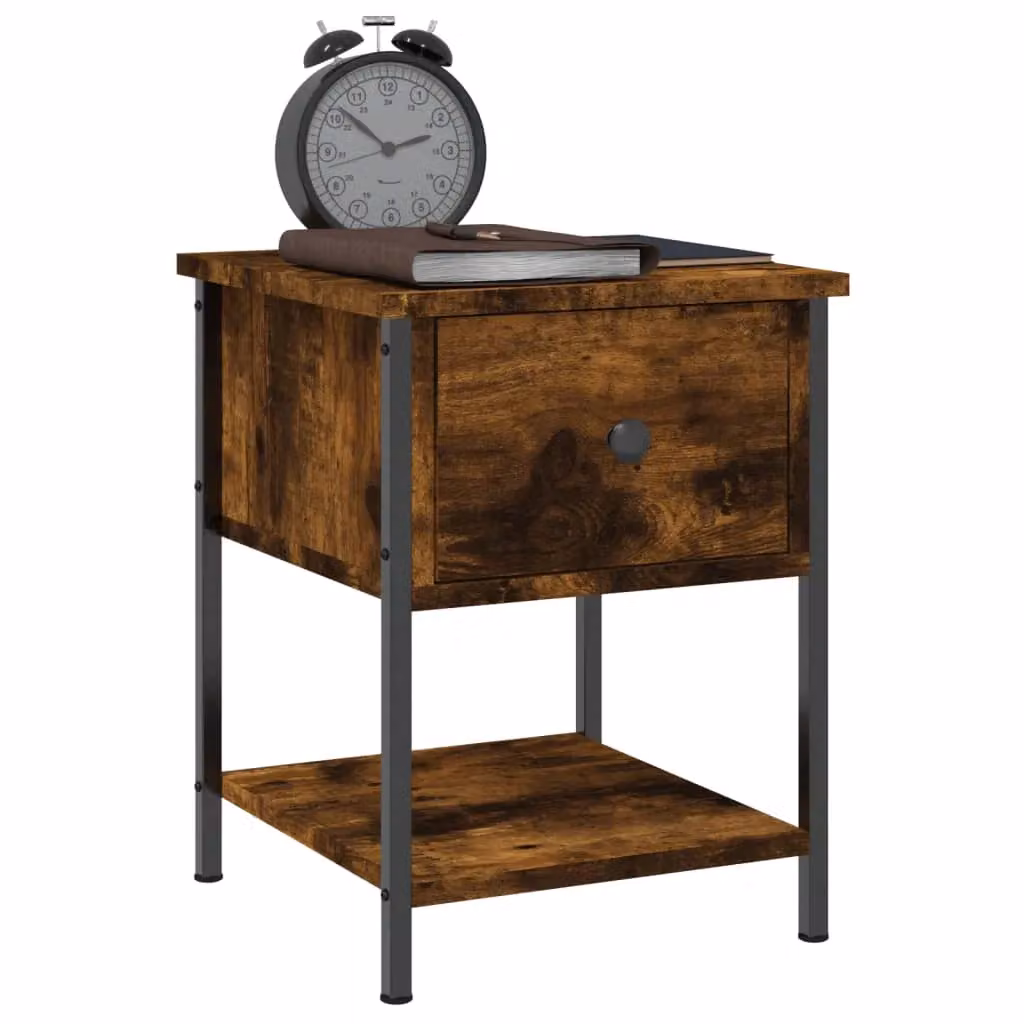 Berkfield Home Smoked Oak Bedside Table in Brown, W/D/H: 34 x 35.5 x 45 cm – 3