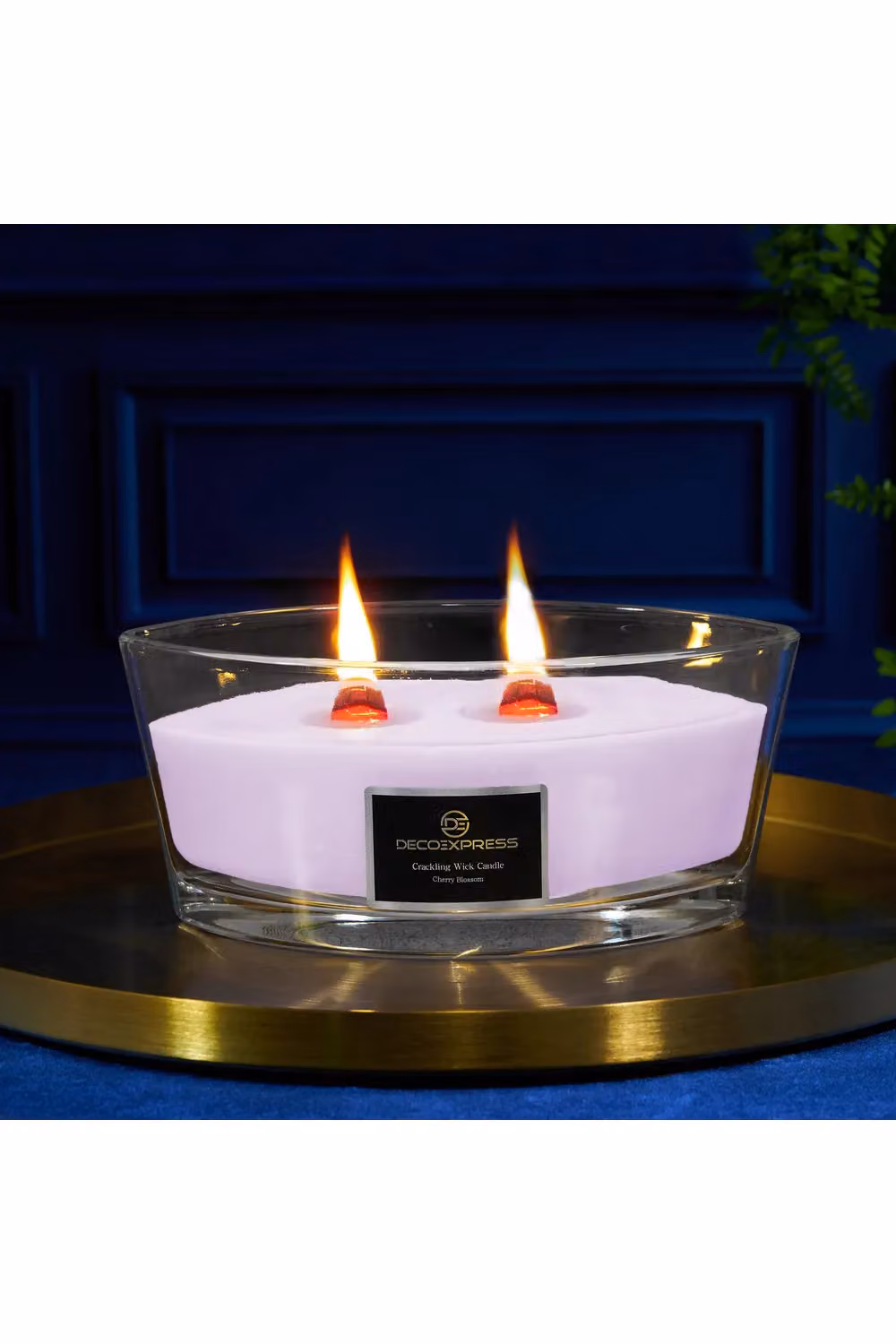 Deco Express Cherry Blossom Scented Woodwick Candle in Pink – 10