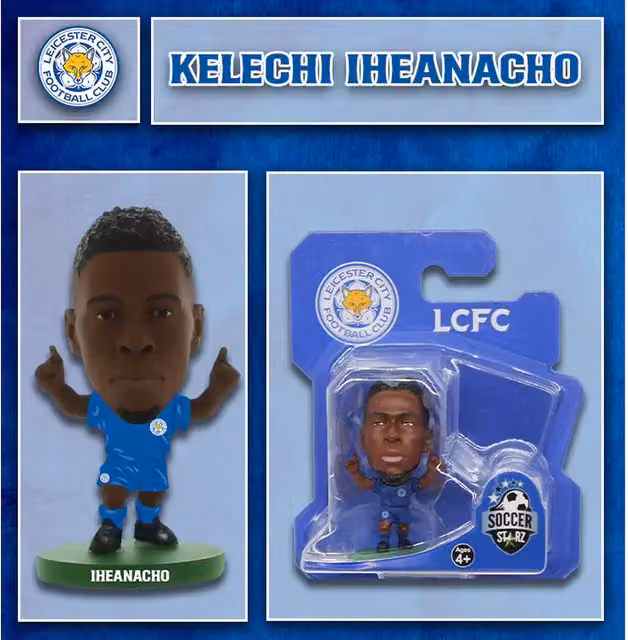 SoccerStarz Leicester City FC Kelechi Iheanacho Home Kit Mini Figure, Blue, Height: 5 cm
