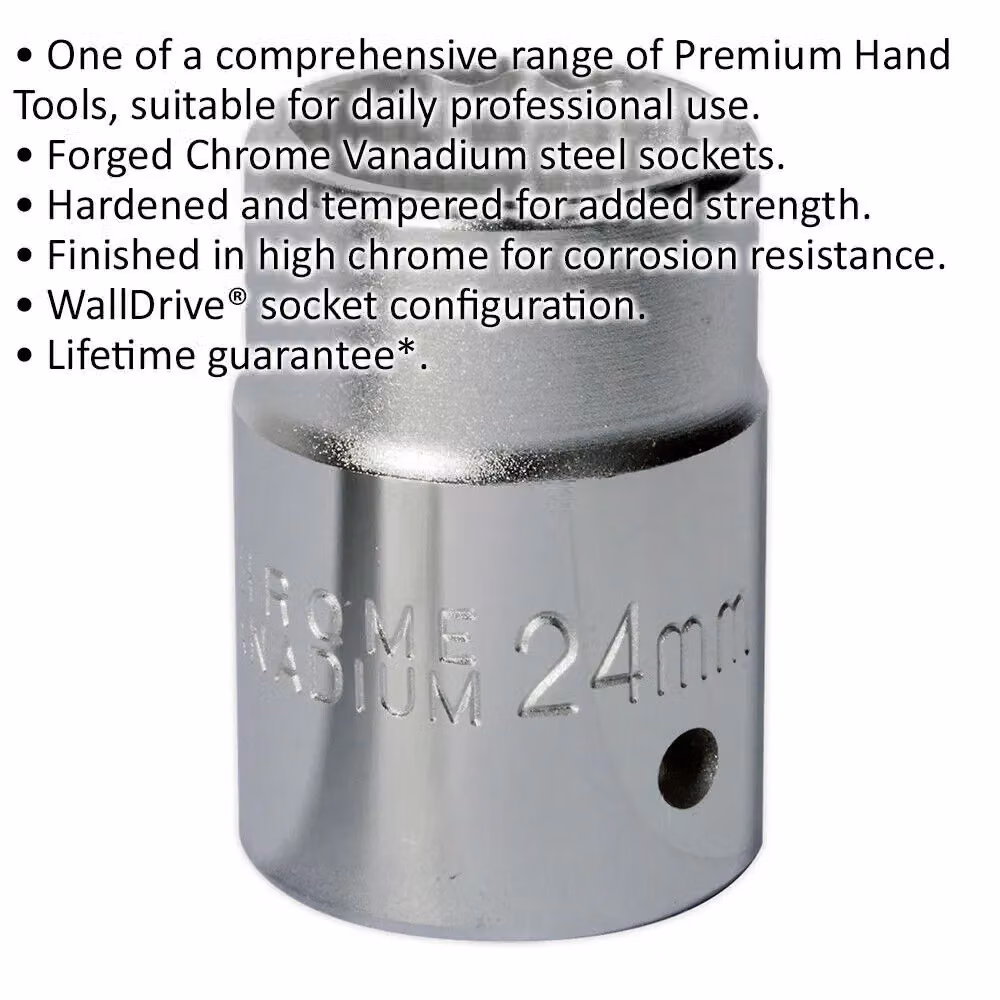 Loops 24mm Forged Steel Drive Socket, 3/4 inch Square Drive, Silver Chrome Vanadium – 2
