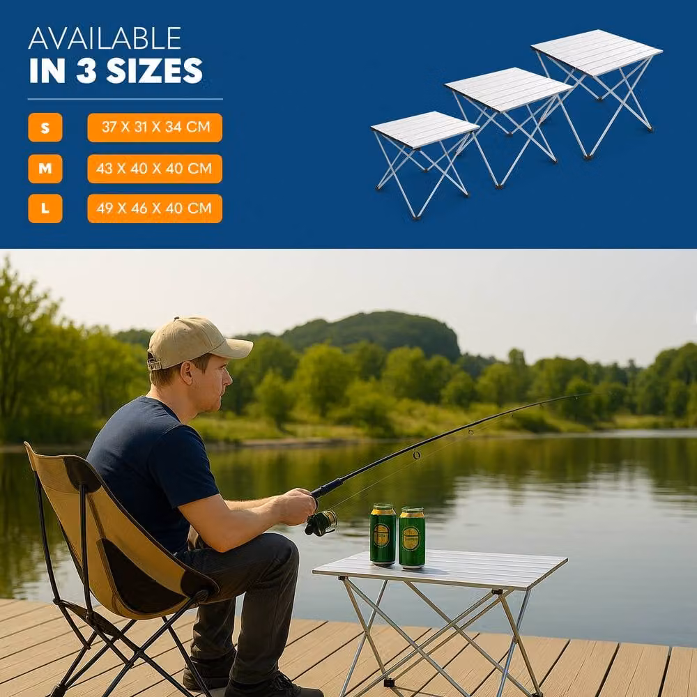 Voyager Small Foldable Camping Table in Silver, W/D/H: 37 x 31 x 34 cm – 6
