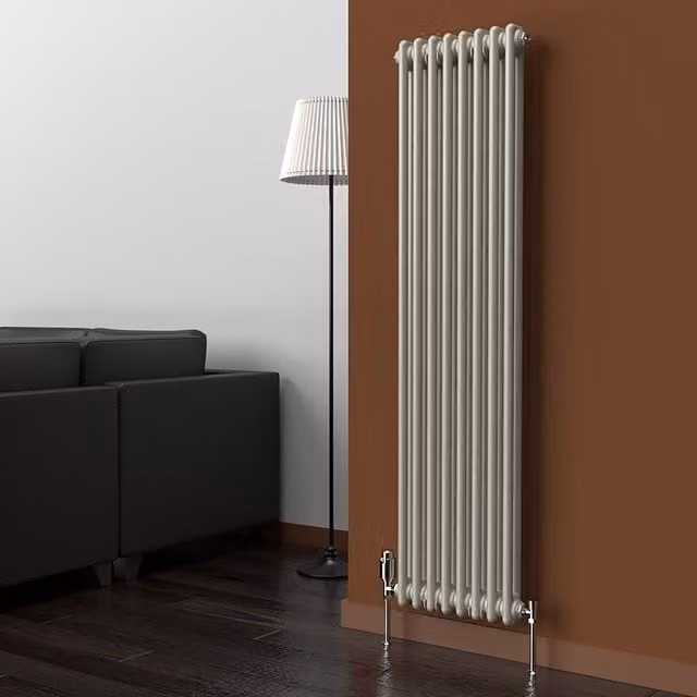 Lux Heat Vertical Coloured Column Radiator in Dune Grey, H 150 cm x W 38 cm