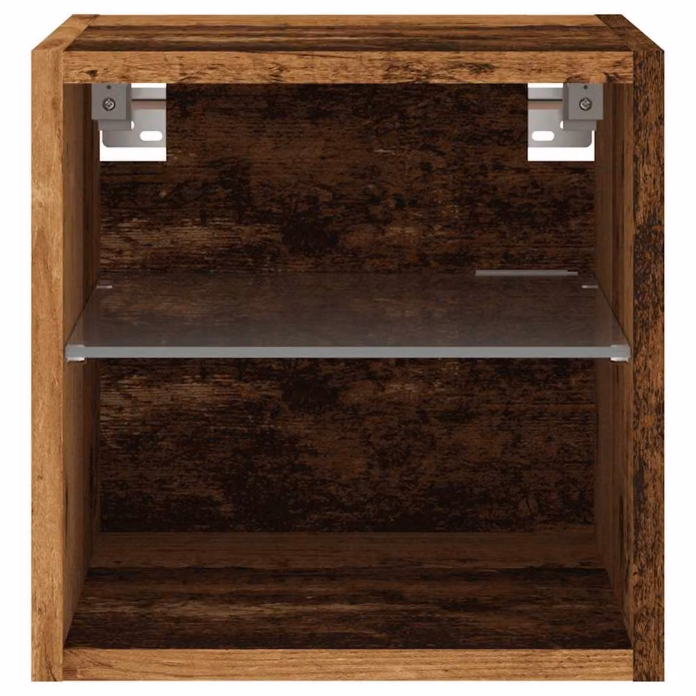Berkfield Home Set of 2 TV Wall Cabinets with LED Lights in Brown Old Wood, W/D/H: 30 x 28.5 x 30 cm – 5