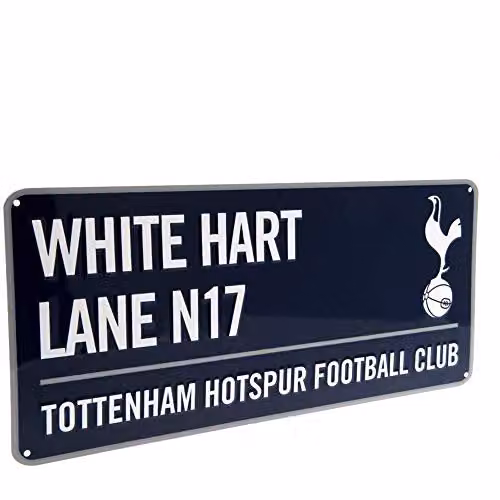 Tottenham Hotspur Metal Rectangular Street Sign in Blue and White, W: 40 cm, H: 18 cm – 2