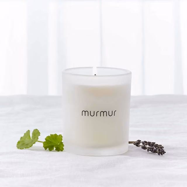 Murmur Sleep White Floral Scented Candle with 1 Wick in a Round Glass Container