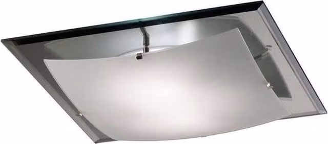 Netlighting Brooklyn Square Flush Ceiling Light in Grey and Polished Chrome with 3 x E27 Frosted Smoked Glass