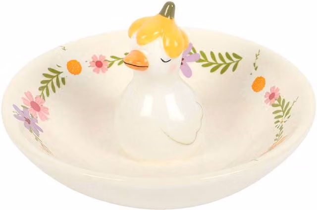 Something Different Daisy & Duck Trinket Dish in White W: 10 cm, D: 10 cm, H: 6 cm